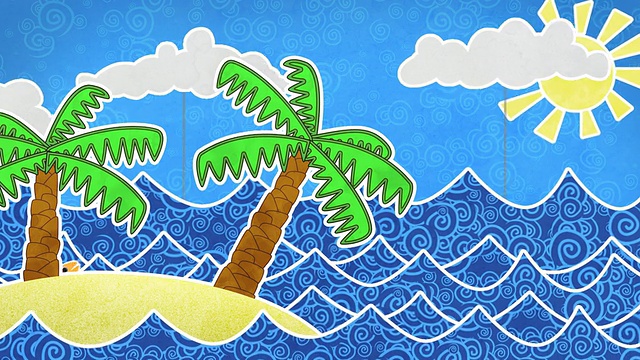 热带岛屿和棕榈树循环动画视频下载