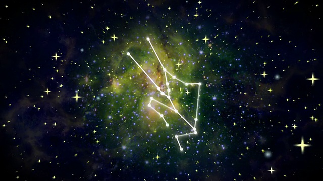 黄道带12星座在星系前面视频素材