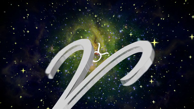 黄道十二星座符号在星系前面视频素材