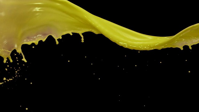 黄色油漆飞溅，慢镜头视频素材