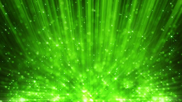 绿色光束和上升闪烁的粒子循环视频素材