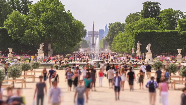 城市行人交通时间流逝巴黎Zoom视频素材