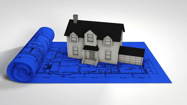房子模型的蓝图可循环动画高清视频素材