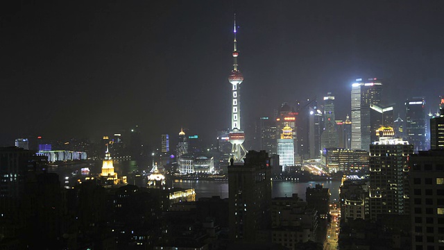 上海天际线的时间在夜晚流逝视频下载