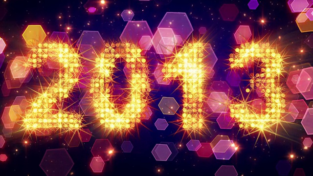 2013年新年贺词闪烁黄色粒子环视频素材