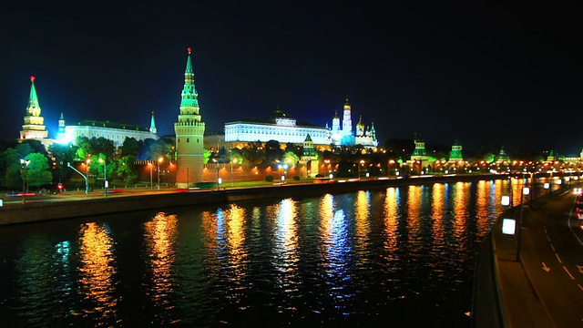 莫斯科克里姆林宫河堤，延时拍摄。视频素材