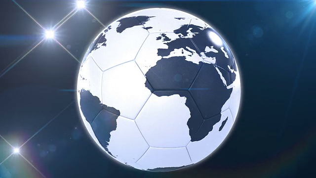 足球像地球一样在闪光中旋转。循环。视频下载