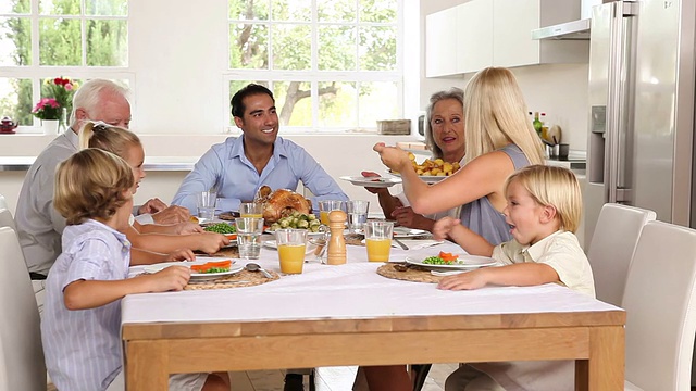 家庭共享节日晚餐视频素材
