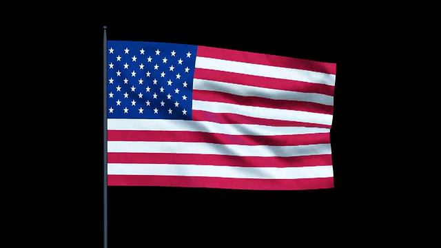 美国国旗飘扬，无缝循环，阿尔法视频素材