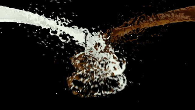 牛奶和巧克力洒在黑咖啡上视频素材