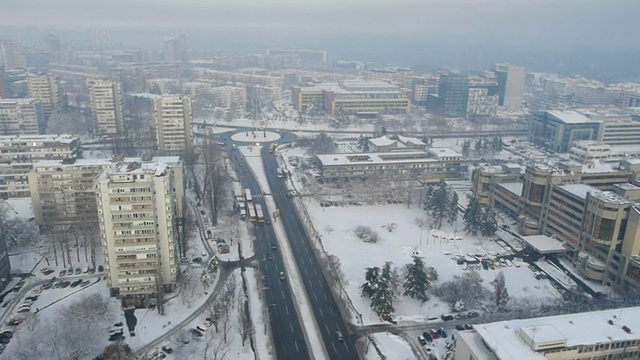 冬天的城市空中视频素材