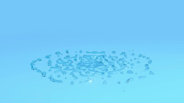 在慢镜头中，水滴落在蓝色背景上。视频素材