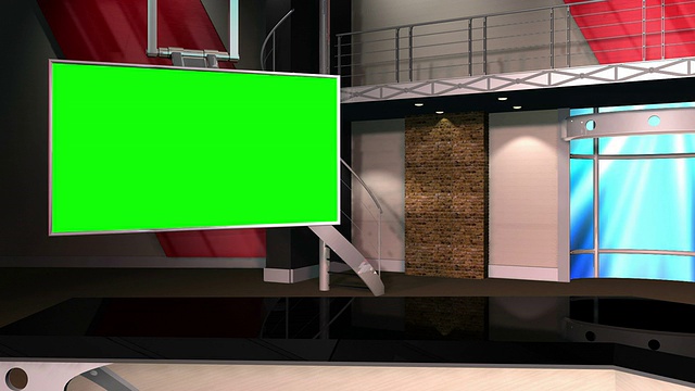 绿屏虚拟新闻工作室12模板-左角视频素材