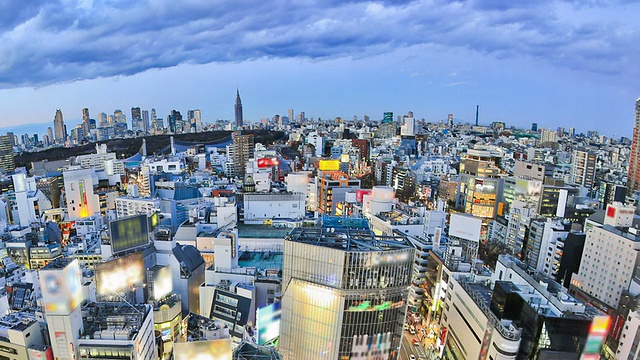 东京城市景观时光流逝潘视频素材