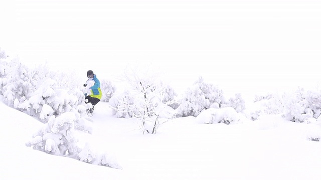 慢动作:滑板滑雪粉视频下载