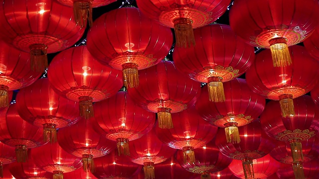 中国大红灯笼高高挂视频素材