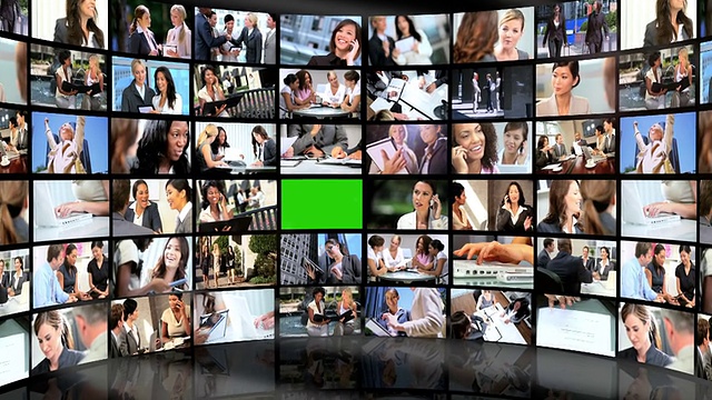 3D视频墙绿色屏幕图像商人视频素材