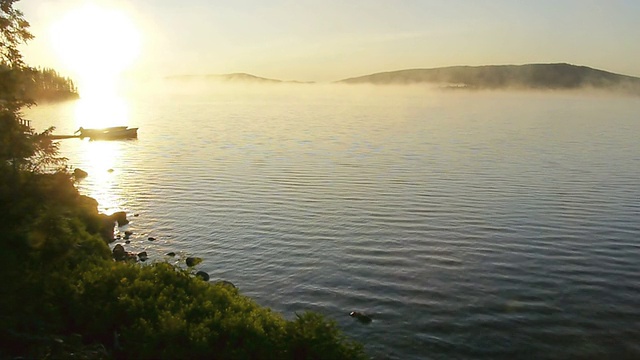 日出时分的加拿大钓鱼湖视频素材