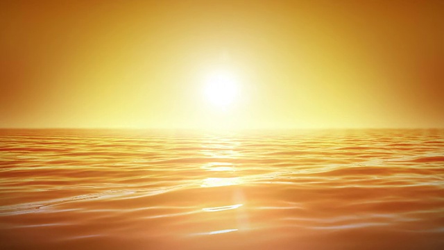 大海和太阳。日落。橙色的天空。循环动画。HD 1080。视频素材
