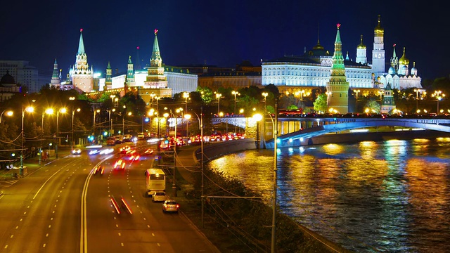 莫斯科、克里姆林宫和河堤。视频素材