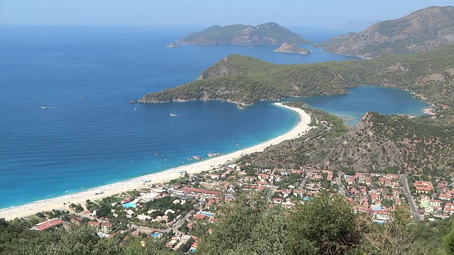 土耳其oludeniz蓝泻湖海滩全景视频下载