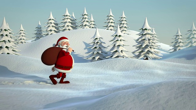 圣诞老人走过雪景视频素材