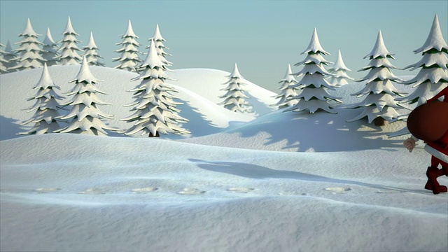 圣诞老人在雪景中奔跑视频素材