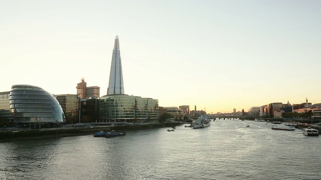HD:伦敦天际线与碎片摩天大楼在暮光视频素材