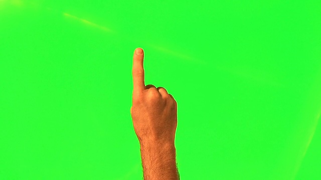 触摸屏手势，男性手绿色屏幕和阿尔法哑光视频素材