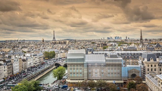巴黎埃菲尔铁塔全景图视频素材