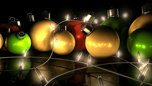 圣诞装饰品和彩灯视频素材