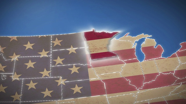 美国地图，明尼苏达州退出，所有州可用视频素材