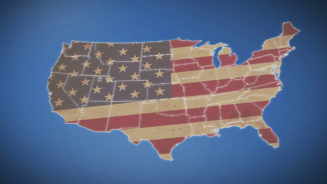 美国地图，佛蒙特州退出，所有州可用视频下载