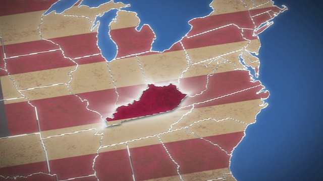 美国地图，肯塔基退出，所有州可用视频素材