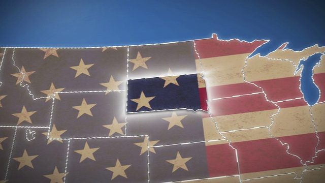 美国地图，南达科他州退出，所有州可用视频下载
