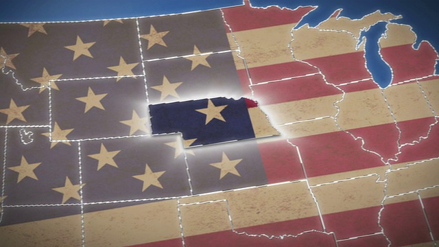 美国地图，内布拉斯加州退出，所有州可用视频下载