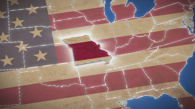 美国地图，密苏里退出，所有州可用视频素材