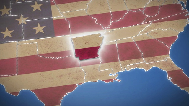 美国地图，阿肯色州退出，所有州可用视频下载