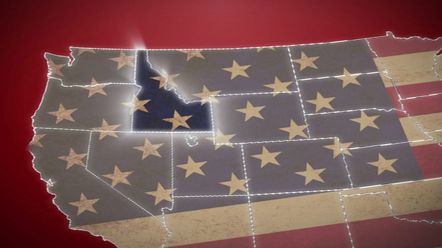 美国地图，爱达荷退出，所有州可用。红色的视频素材