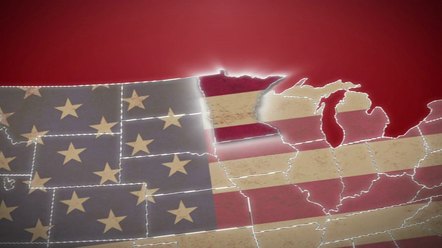美国地图，明尼苏达州退出，所有州可用。红色的视频下载