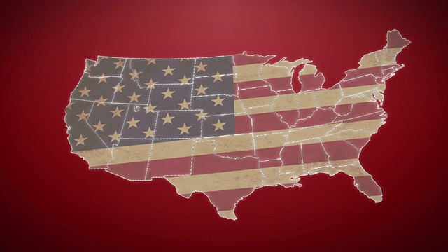 美国地图，佛蒙特州退出，所有州可用。红色的视频素材