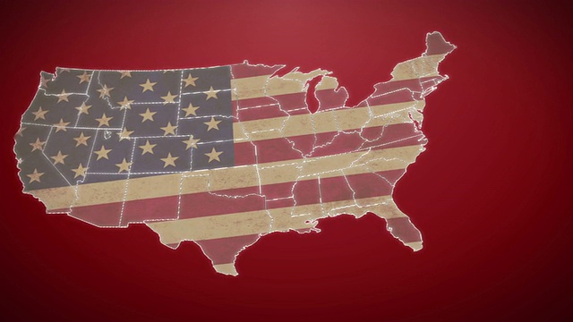 美国地图，马萨诸塞州退出，所有州可用。红色的视频素材