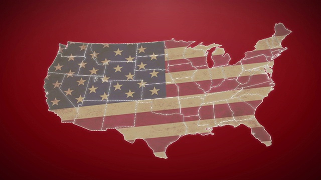 美国地图，宾夕法尼亚州退出，所有州可用。红色的视频下载