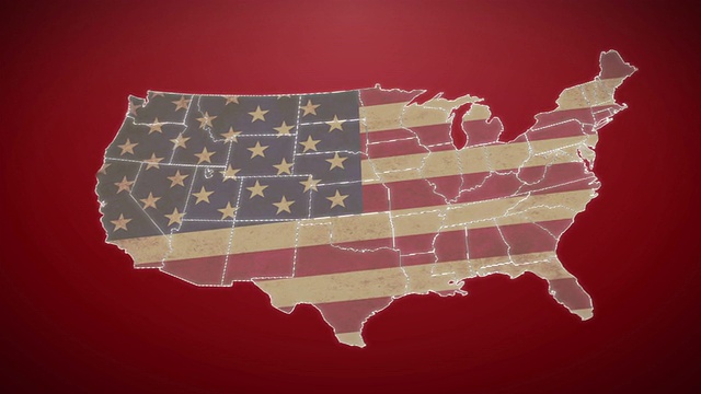 美国地图，特拉华州退出，所有州可用。红色的视频素材