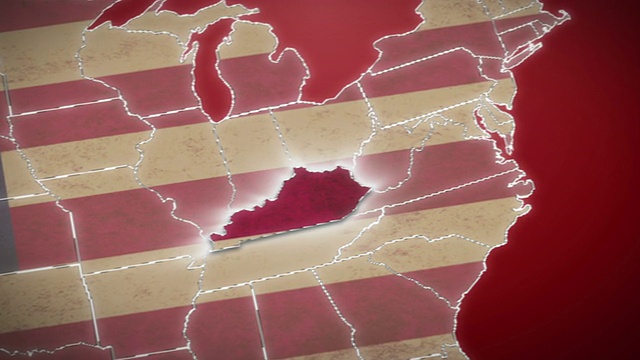 美国地图，肯塔基退出，所有州可用。红色的视频素材