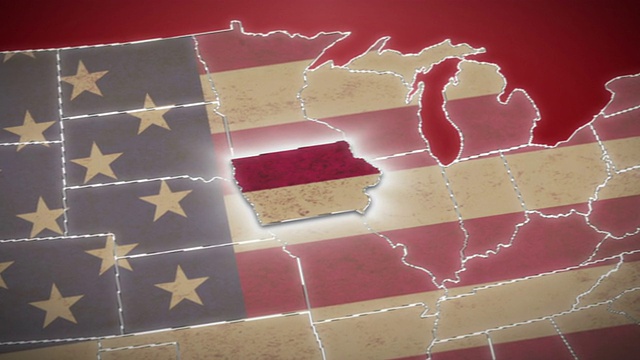 美国地图，爱荷华退出，所有州可用。红色的视频下载