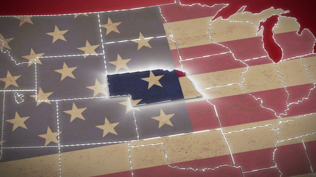 美国地图，内布拉斯加州退出，所有州可用。红色的视频下载