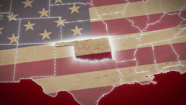 美国地图，俄克拉荷马州退出，所有州可用。红色的视频下载