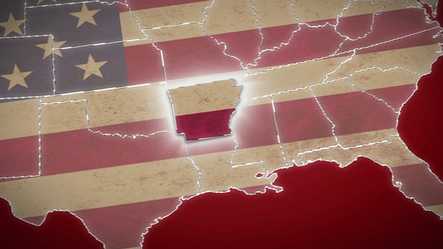 美国地图，阿肯色州退出，所有州可用。红色的视频下载