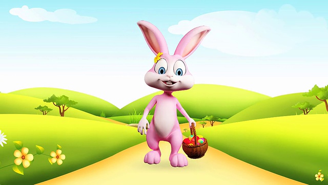 复活节兔子与鸡蛋篮子视频下载